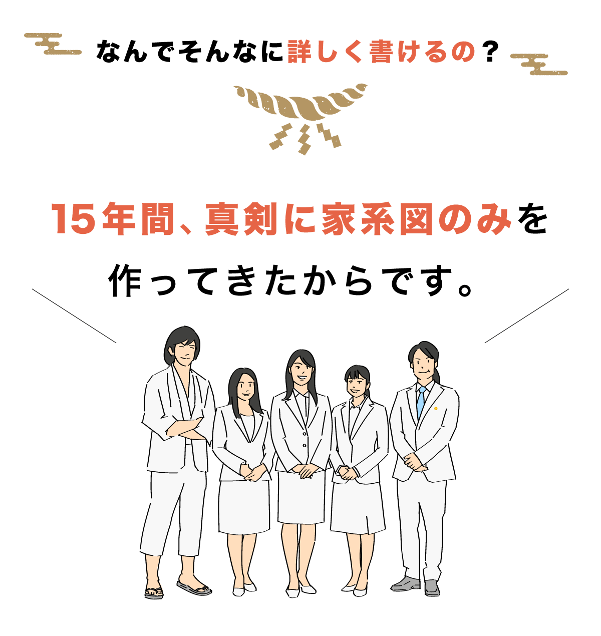 なんでそんなに詳しく書けるの？　15年間、真剣に家系図のみを作ってきたからです。 