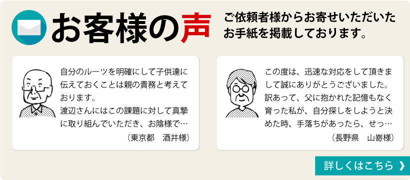 お客様の声。頂いたお手紙を掲載させて頂いております。