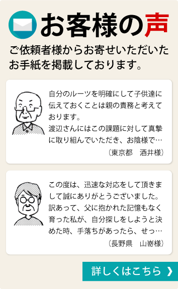 お客様の声。頂いたお手紙を掲載させて頂いております。