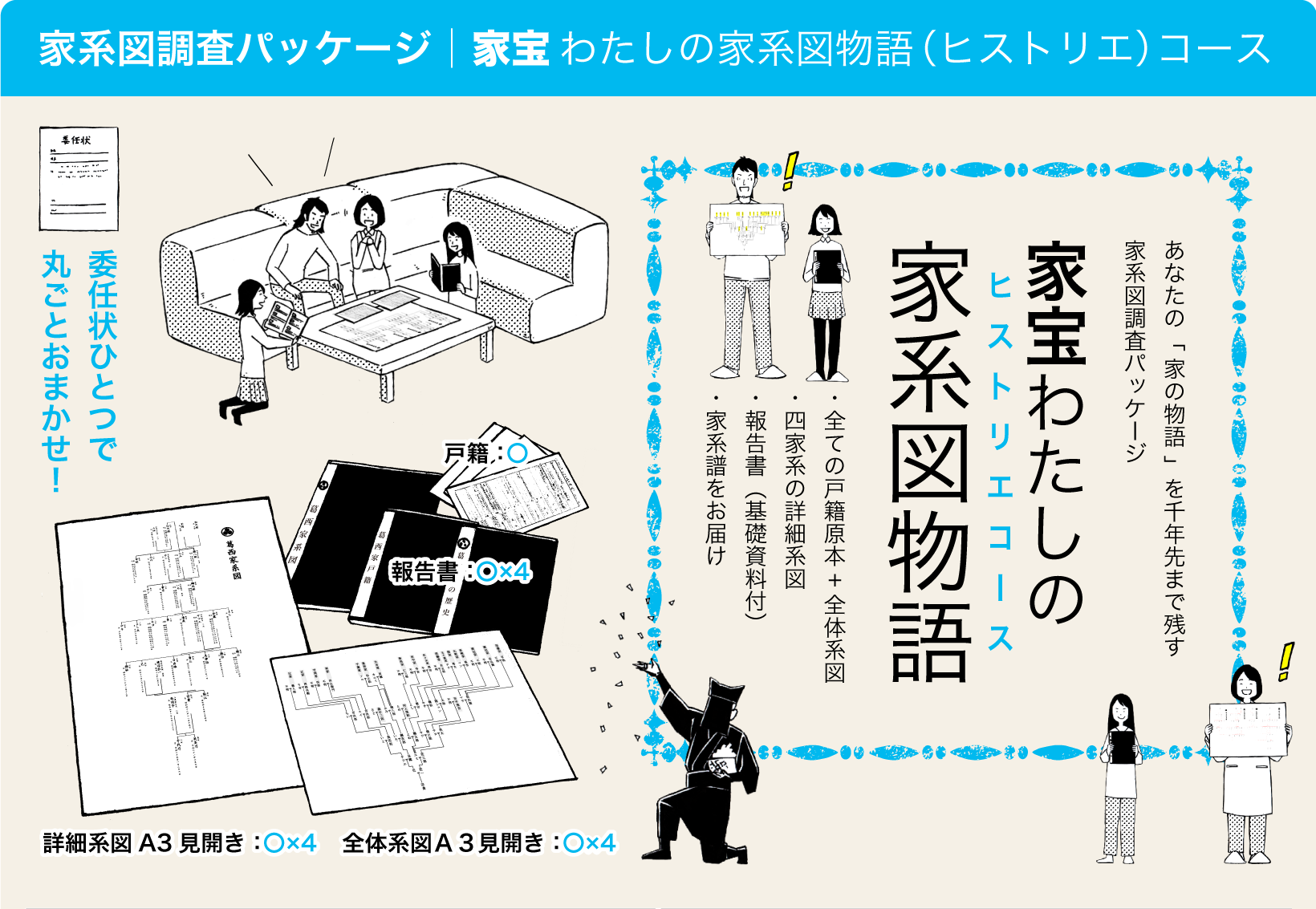 家系図調査パッケージ｜家宝 わたしの家系図物語（ヒストリエ）コース