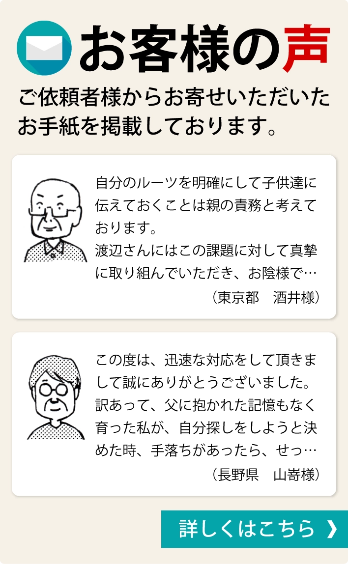 お客様の声。頂いたお手紙を掲載させて頂いております。