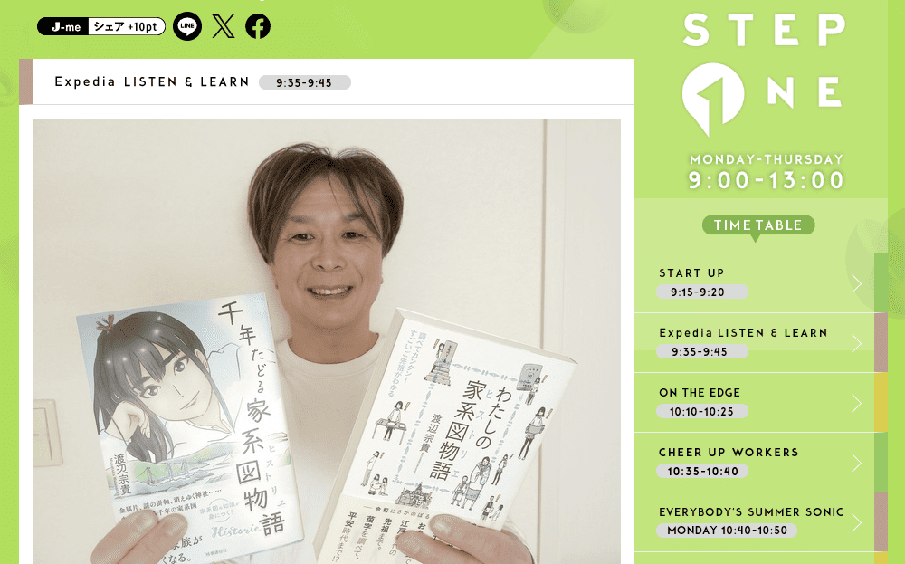 J-WAVE「STEP ONE」に3日間出演しました｜家系図の仕事、人を動かす、海外の名字の話